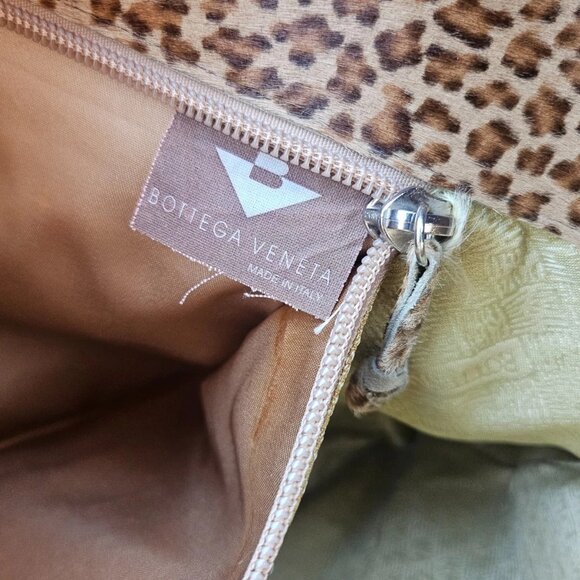 Vintage BOTTEGA VENETA Handbag Brown Animal Print Tote Bag Made in Italy Auth - Picture 9 of 11